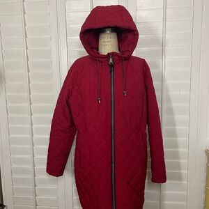 DKNY Women's Quilted Puffer Jacket - Deep Red